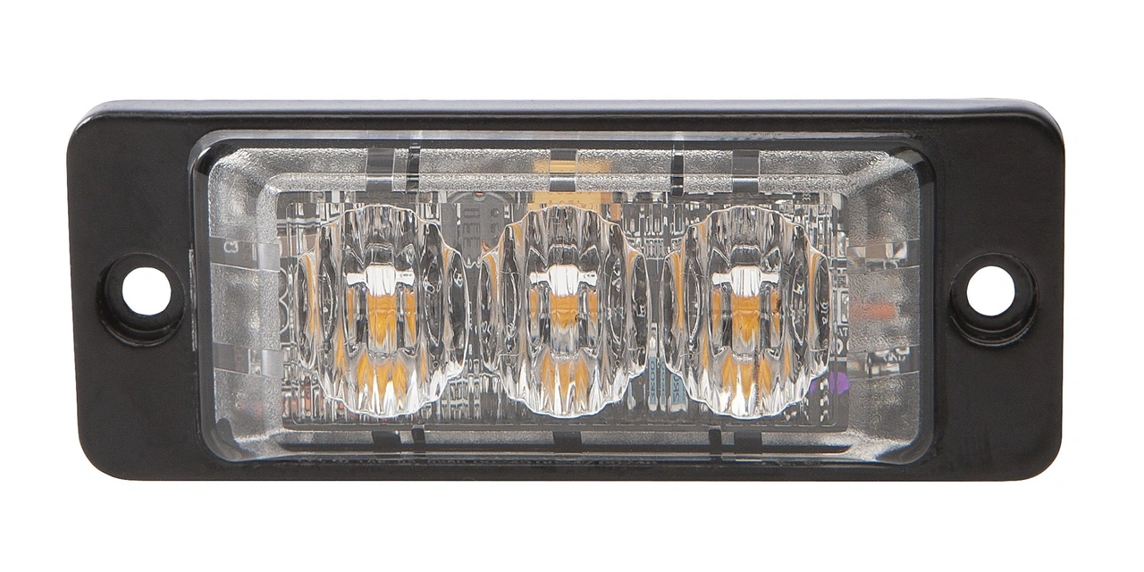 BLIXTLJUS SLIM GUL, 12-24V 3 LED, PLANMONTAGE, 2m KABEL