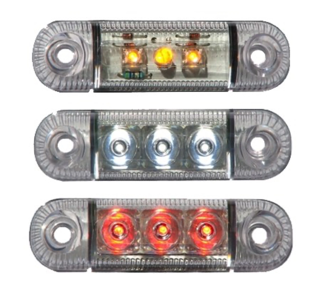 BREDDMARKERING FRAM 3-LED VIT, 12-24V