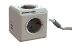 POWER CUBE 4 UTTAG + USB, FÄSTE + 1.5m KABEL, GRÅ