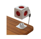 POWER CUBE 5 UTTAG, FÄSTE + 1.5m KABEL, RÖD