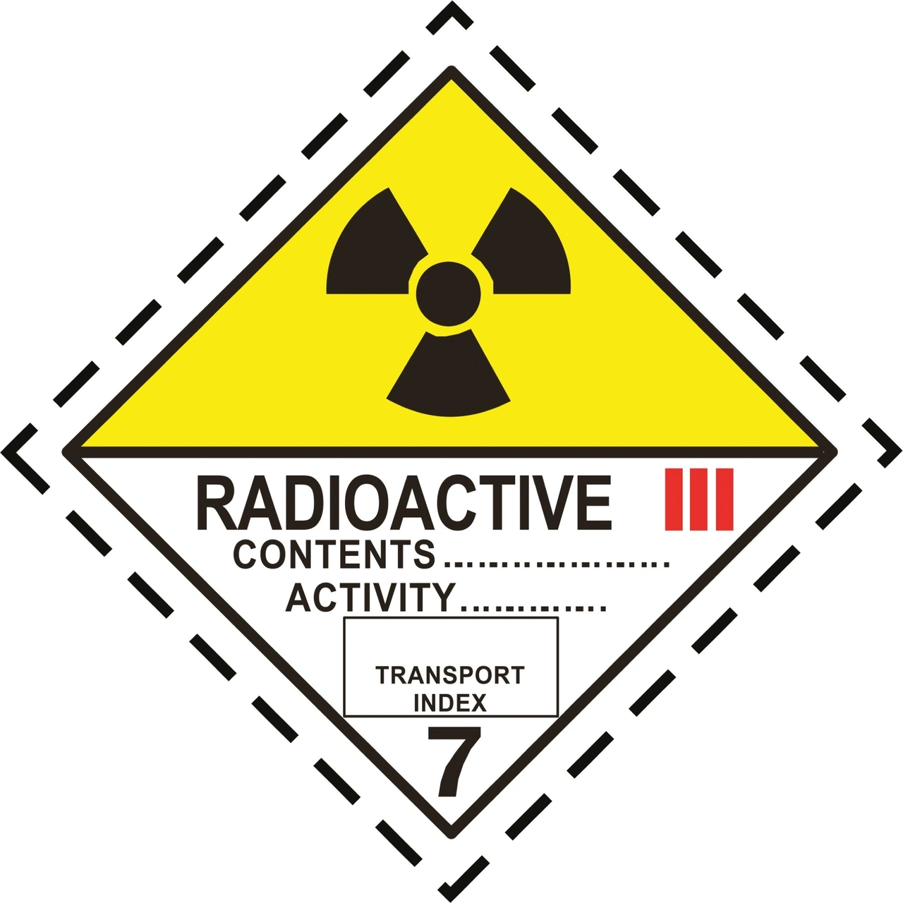 ETIKETT RADIOAKTIVT ÄMNE KAT3, SJÄLVHÄFT 300x300 mm 10st