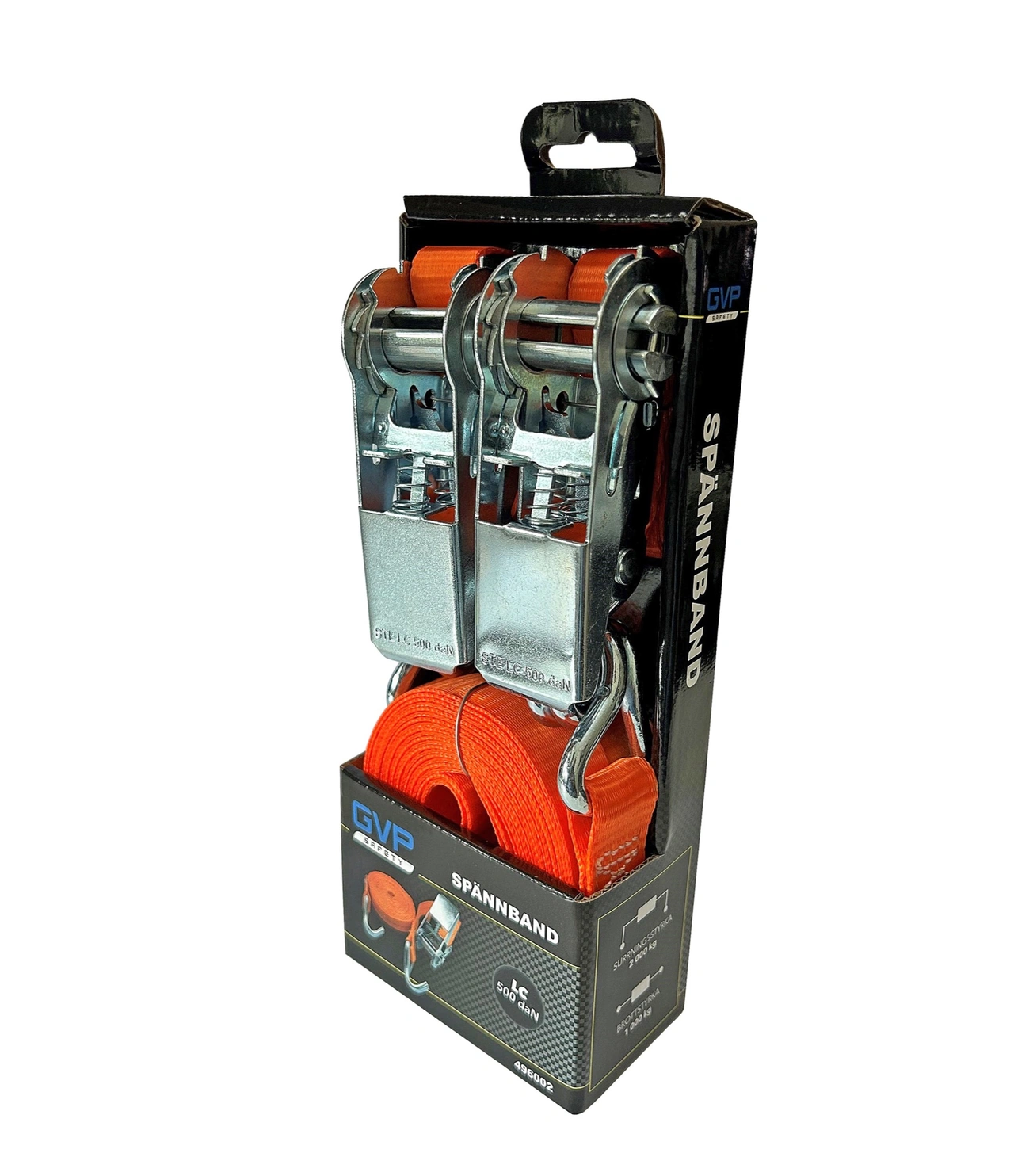 SPÄNNBAND LC500, 2 st 4,5 + 0,5 m, 25 mm, DUBBEL J-KROK