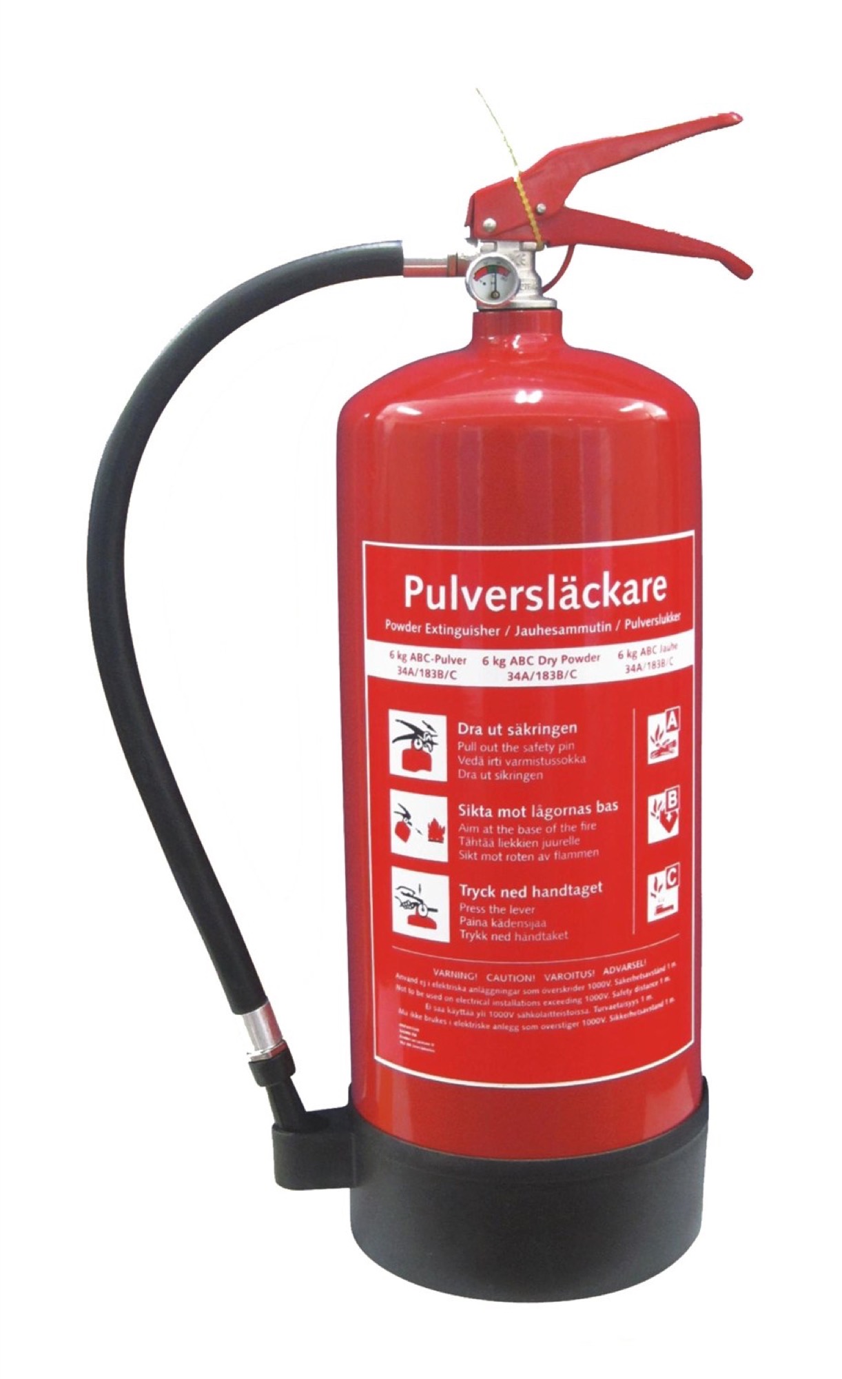 BRANDSLÄCKARE PULVER ABC 6KG, SLANG & VÄGGHÅLLARE 34A/183B/C