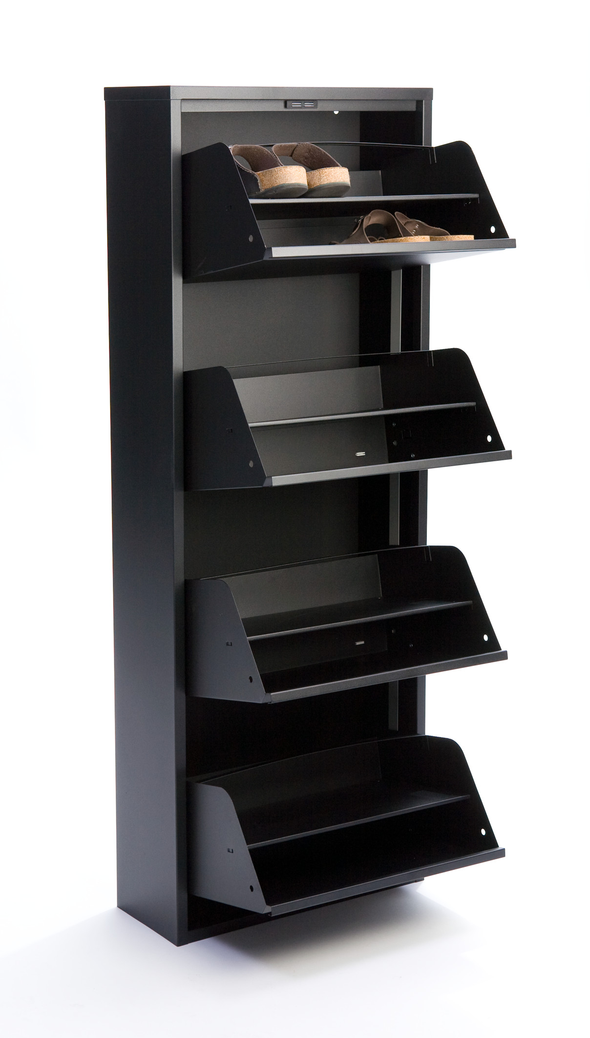 Skoskåp med 4 lådor, Svart