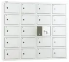 Småfacksskåp vägghängt 880x1000x200, 20 fack, cyl.lås