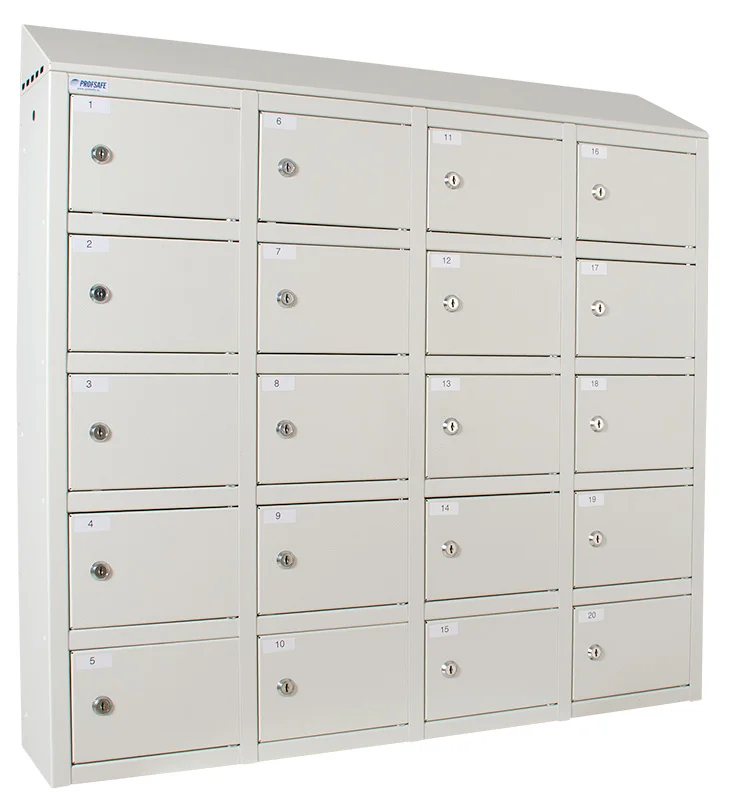 Laddskåp för mobiltelefoner 880x1000x200 mm, 20 låsbara fack