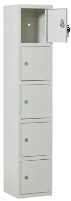 Småfacksskåp 1250x250x250 mm, fem fack, cyllås