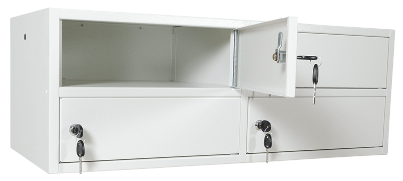 Modul med 4 låsbara fack 130 mm dagmått, 320x880x380 mm