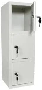 Småfacksskåp 750x250x250 mm, tre fack, cyllås