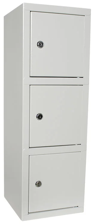 Småfacksskåp 750x250x250 mm, tre fack, cyllås