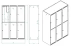 Klädskåp 1750x900x550 mm, cyllås, 2x3 halvhöga dörrar