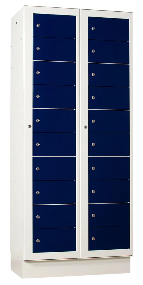 Tvättbytesskåp 1885x800x480 mm, 2x10 fack, sockel