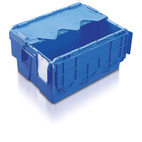 Plastlåda 18L, konisk med tvådelat lock, 400x300x222mm blå