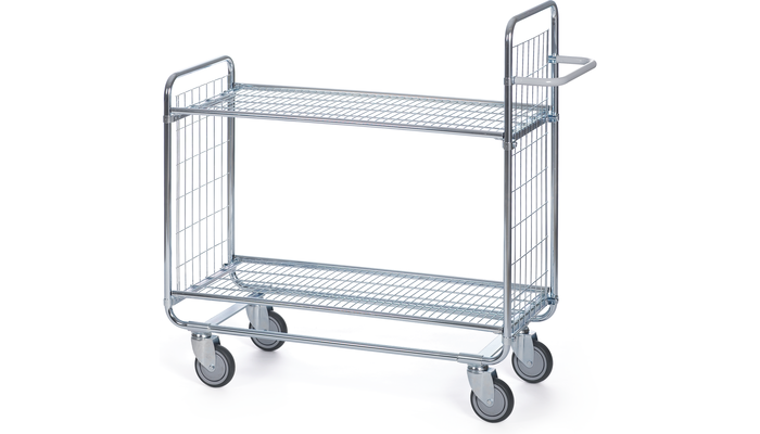 Hyllvagn 100 med galler 750x450 2 hyllor