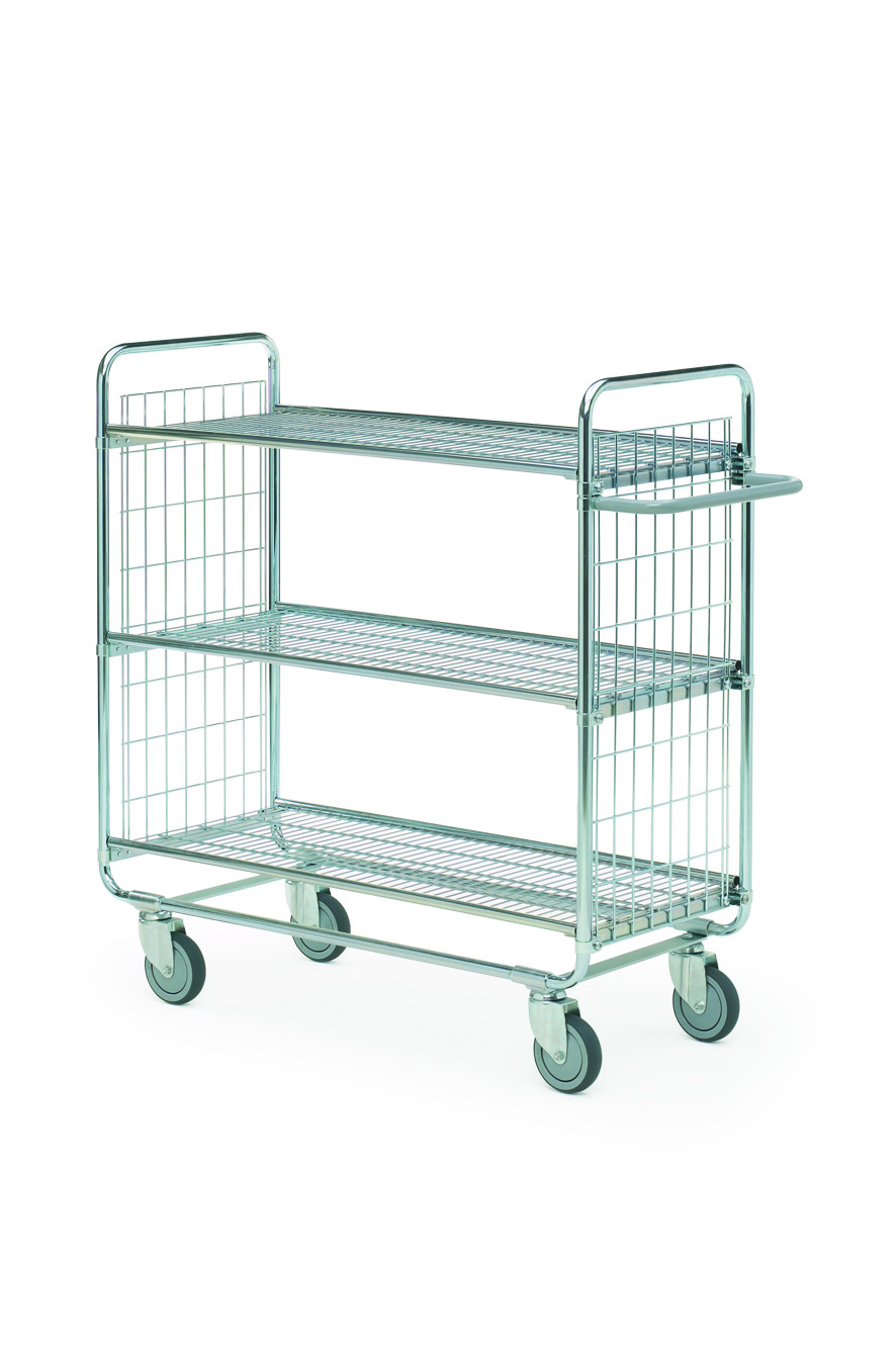 Hyllvagn 100 med galler 1200x450 3 hyllor