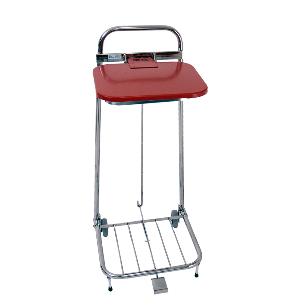 Säckställ med lock och pedal, röd, 60 L