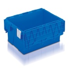 Plastlåda 25L, konisk med tvådelat lock, 400x300x306, blå