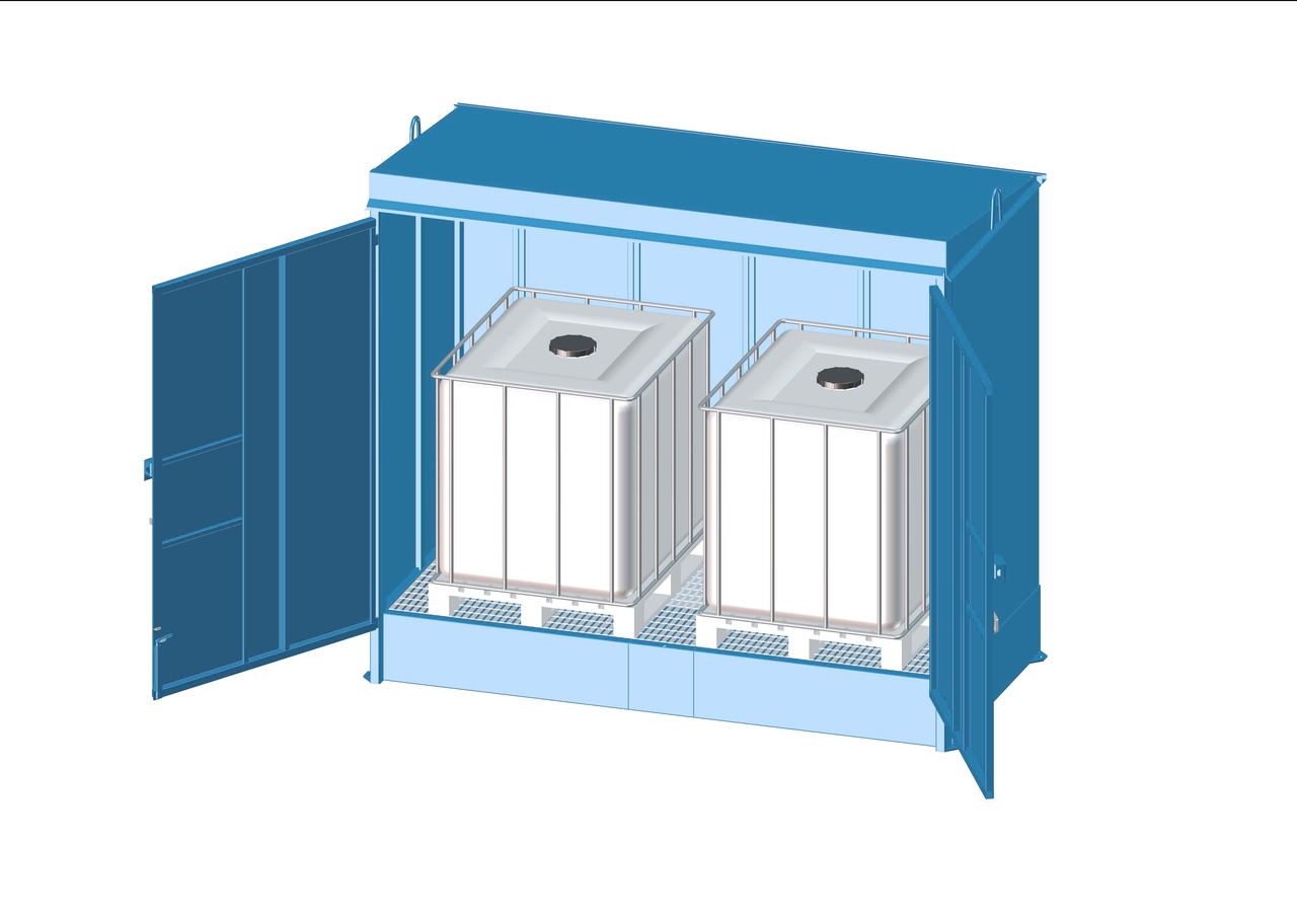 Kemikalieförråd inkl. fatskyddspall 1100 L, oisolerat