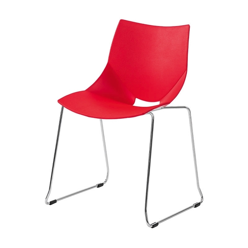 Stol Shell/Medstativ, Röd/Krom