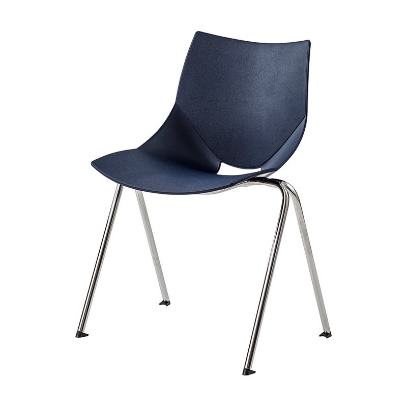 Stol Shell/V-Stativ, Blå/Krom