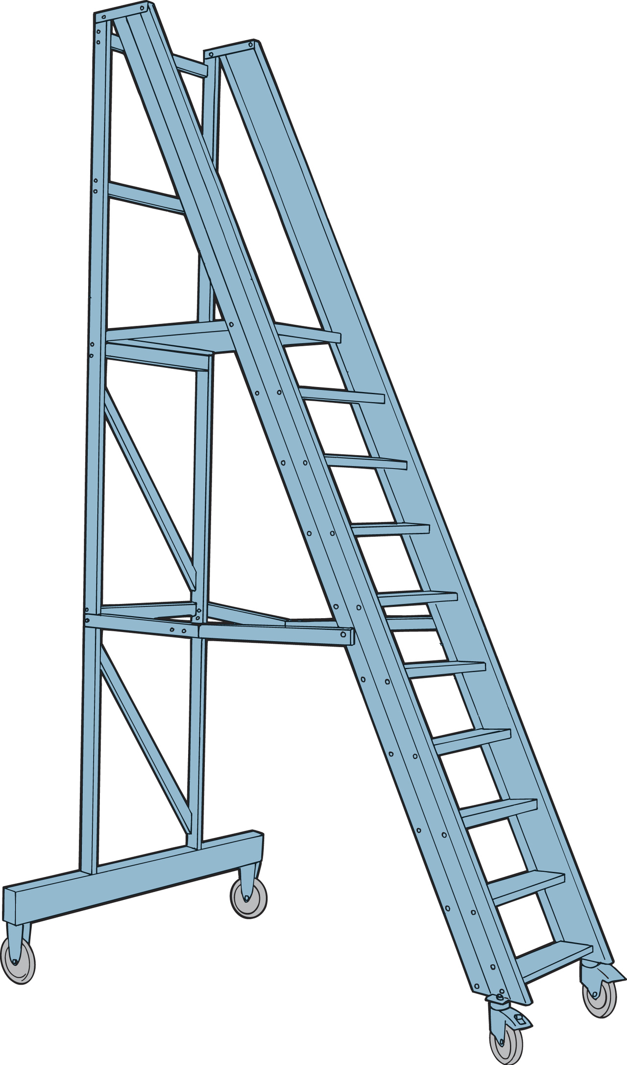 Trappa med räcke Proffs aluminium 3,6 m