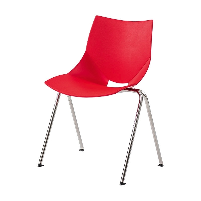 Stol Shell/V-Stativ, Röd/Krom