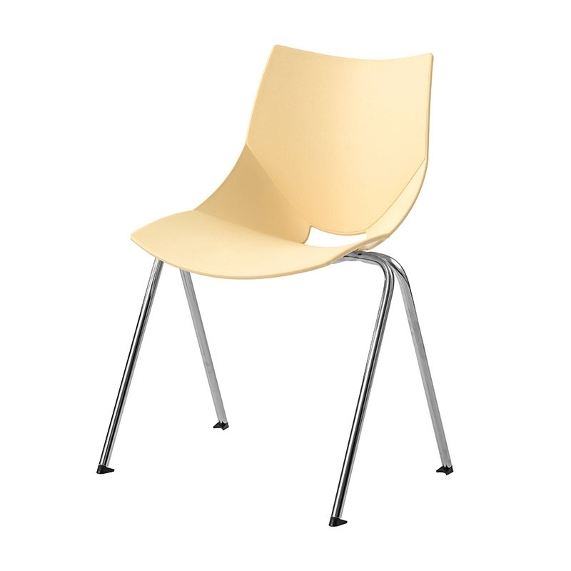 Stol Shell/V-Stativ, Beige/Krom