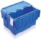 Plastlåda 22L, konisk med tvådelat lock, 400x300x264mm blå