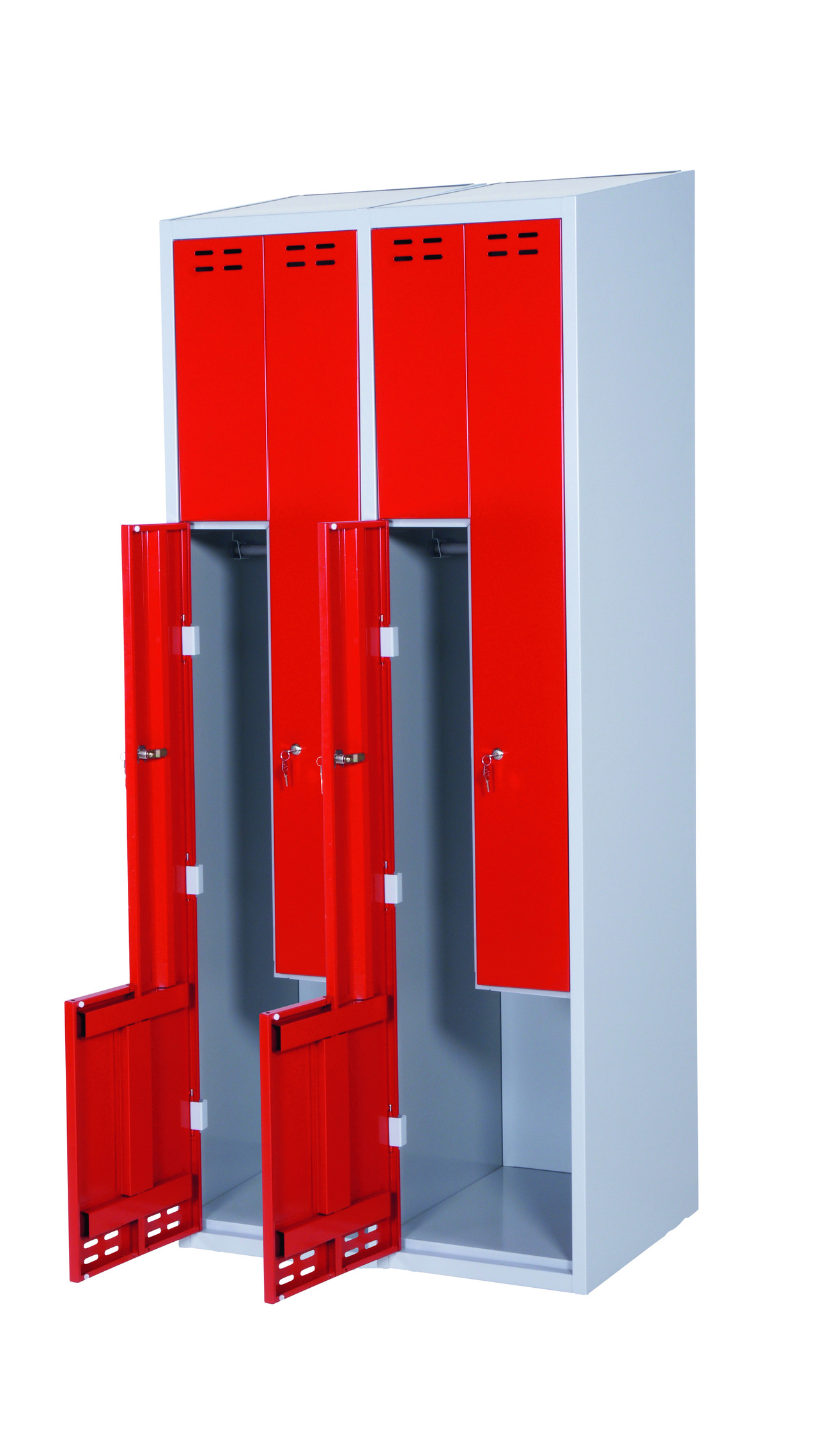 Klädskåp d/Z med 4 dörrar Röd