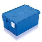Plastlåda 48L, konisk med tvådelat lock, 400x600x264, blå